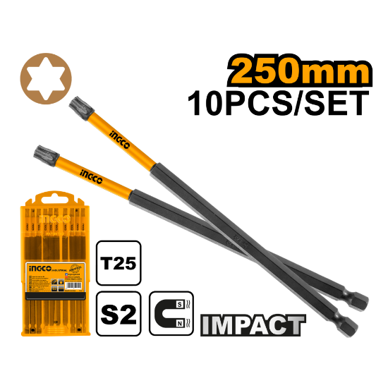INGCO SDBIM11T25103 Impact Screwdriver Bits T25 250mm 10pcs