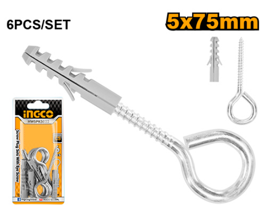 INGCO HWSPK5022 Closed Hook Screws 5mm with Plugs