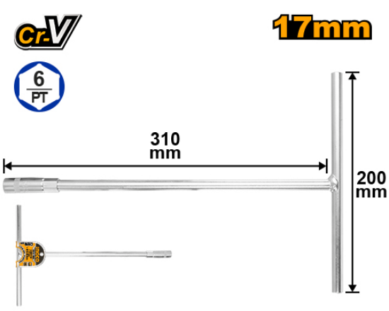 INGCO T-Handle Socket Wrench 17mm HTSW1708