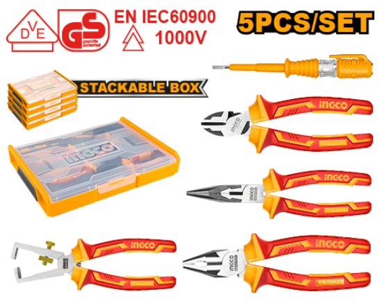 INGCO HKTV01P051 5 Piece Insulated Pliers Set 1000V