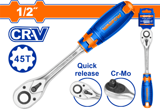 WADFOW Ratchet Handle 1/2in 45T Cr-V WRW1212