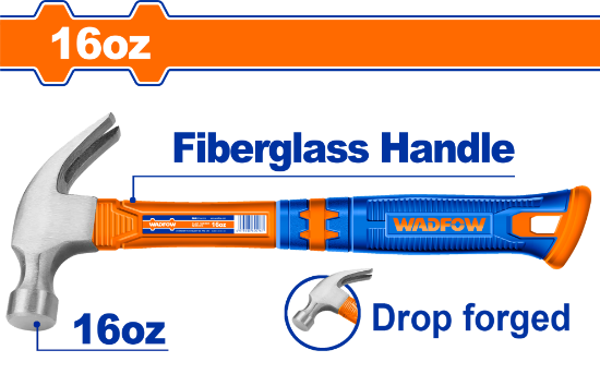 WADFOW Claw Hammer 450g 16oz Fibreglass Handle WHM3316