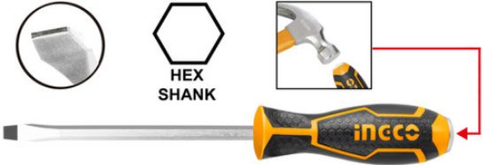 INGCO Go-Through Slotted Screwdriver 8x150mm S2 HGTS288150