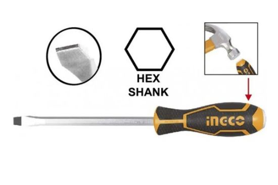 INGCO Go-Through Slotted Screwdriver 8x200mm S2 HGTS288200