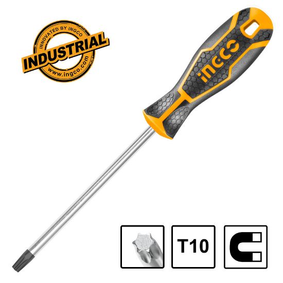INGCO Torx Screwdriver T10 5.0x100mm Rubber Handle HS28T10100