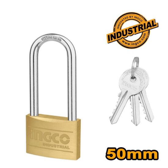 INGCO Brass Padlock Long Shackle 50mm DBPL0502L