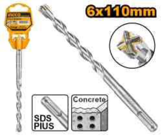 INGCO SDS-Plus Cross-Tip Masonry Drill Bit 6x110mm DBH1210601C
