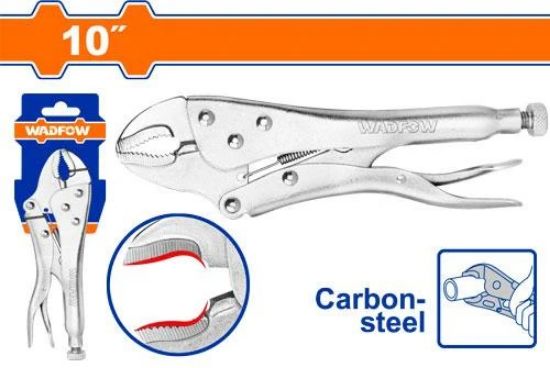 WADFOW Curved Jaw Locking Pliers 10in Carbon Steel WLP1C10
