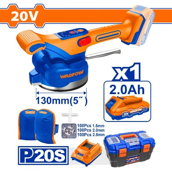WADFOW Cordless Tile Vibrator 20V 130mm with 2Ah Battery & Charger WTVM1D125