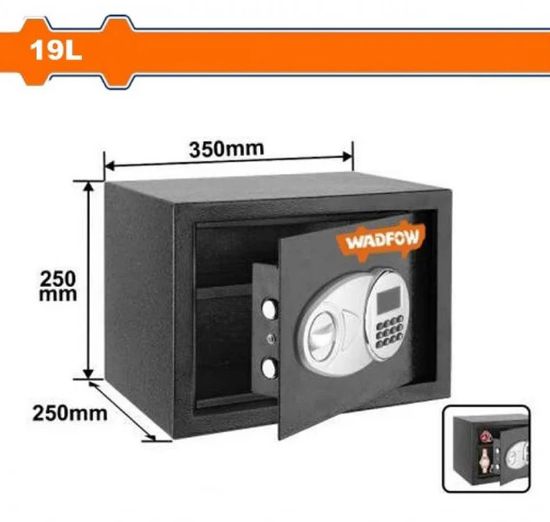WADFOW Steel Safe Box 19L 25x35x25cm with Digital Code WEB1525