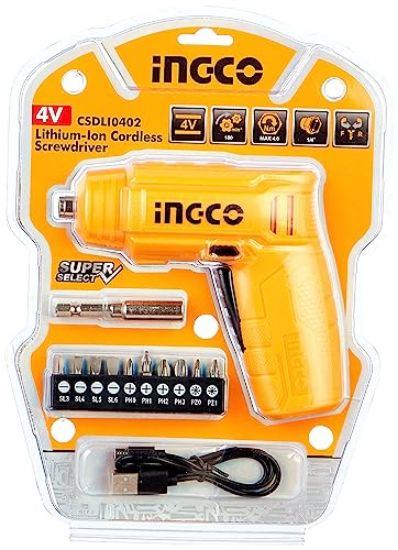INGCO Cordless Screwdriver 4V 1/4in CSDLI0401