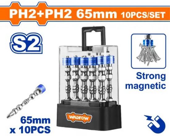 WADFOW Strong Magnetic Screwdriver Bit Set 10pcs 65mm WSV3B01