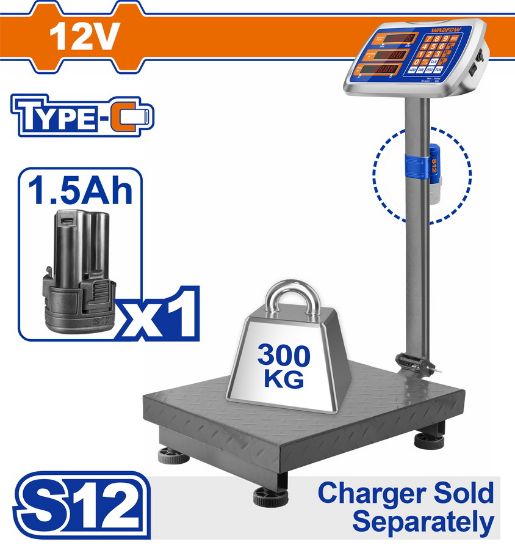 WADFOW Digital Platform Scale 300kg Mains and 12V Battery WEC1303