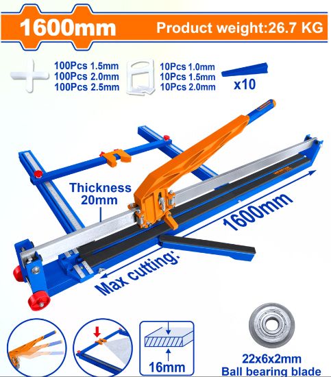 WADFOW Manual Tile Cutter 1600mm with Spacers & Levelers WTR1601