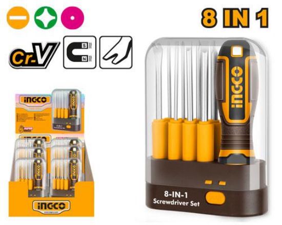INGCO AKISD0901 Interchangeable Screwdriver Set 8in1