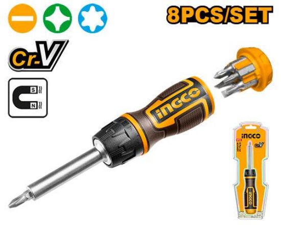 INGCO AKISD0808 8pc Ratchet Screwdriver Set