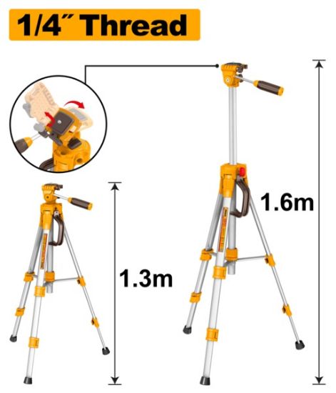 INGCO Laser Level Tripod 1.5m Aluminium 1/4in Thread HLLT01586 | ستاند ليزر ثلاثة ارجل متحرك