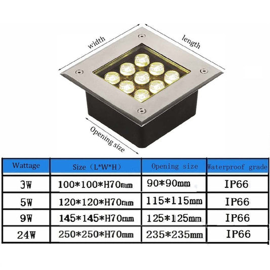 Aura Underground Square LED Light – 3W (Warm White 3000K, 220V) - Azar Group