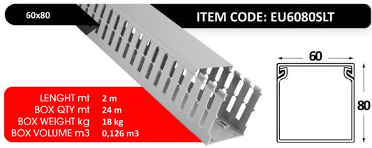 Slotted Cable Trunking 60×80 – 2 Meters