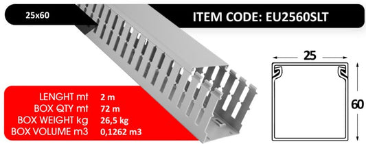 Slotted Cable Trunking 25×60 – 2 Meters