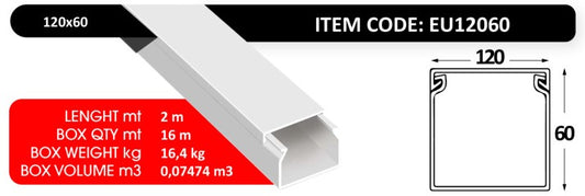 PVC Trunking 120×60 – IP40 – 2 Meters