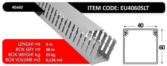 Slotted Cable Trunking 40×60 – 2 Meters