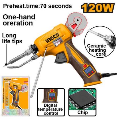 INGCO Soldering Gun 120W Digital Temperature Control One-Hand Operation SI036732
