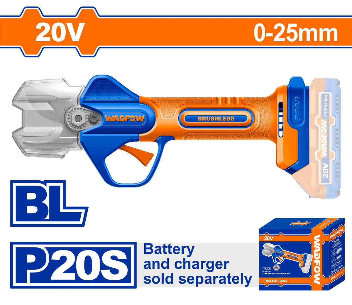 WADFOW 20V 0-25 mm BL مقص شحالة على البطارية Wadfow