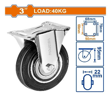 WADFOW Load:40kg steel+rubber 3" دولاب قاعدة حديد ثابتة Wadfow