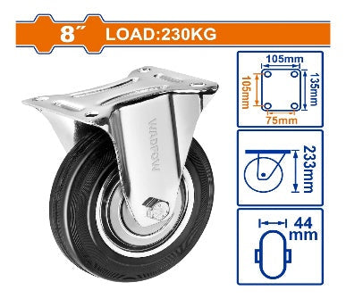 WADFOW Load:230kg steel+rubber 8" دولاب قاعدة حديد ثابتة Wadfow