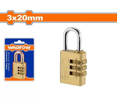 WADFOW 3x20mm قفل نحاس كود 3 ارقام Wadfow