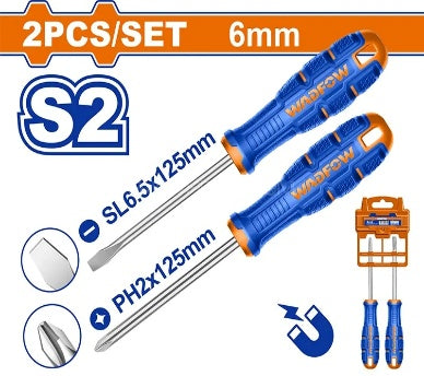 WADFOW 2Pcs S2 6mm طقم مفكات كوتشوك Wadfow