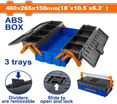 WADFOW 30 kg (18x10.5x6.2)" ABS+PA شنطة عدة ثلاث طبقات بلاستك مقوى Wadfow