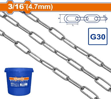 WADFOW 4.7mm(3/16") 25Kg 50m G30 جنزير مزيبق Wadfow