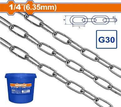 WADFOW 6.35mm(1/4") 25Kg 37m G30 جنزير مزيبق Wadfow