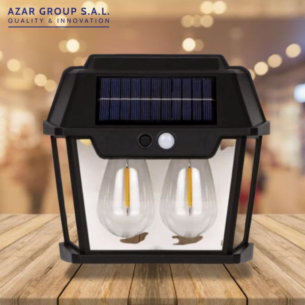 Solar Wall Lamp 2 Watts Wireless Outdoor Light Tungsten Solar Powered Lights with 3 Modes & Motion Sensor Filament IP65 Waterproof Porch Lights for Home Garden Decoration