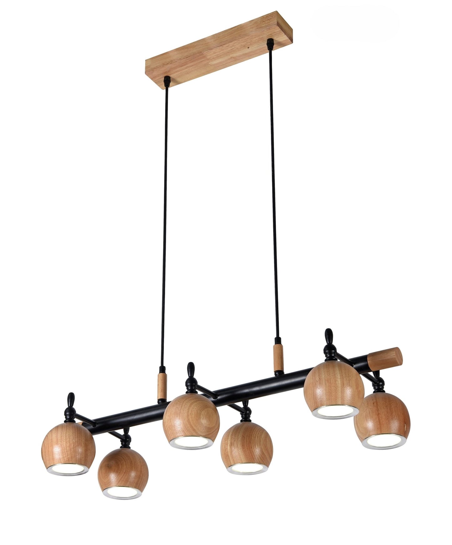 AUR - M559 - 6 - 30W - WD Modern Wooden Pendant Light with Adjustable Shades - Lighting - Aura Lighting - Azar Group