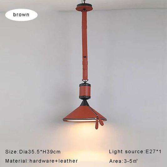AUR - MD1742 - D350 - BR Tiferet Brown Leather Pendant Light - Lighting - Aura Lighting - Azar Group