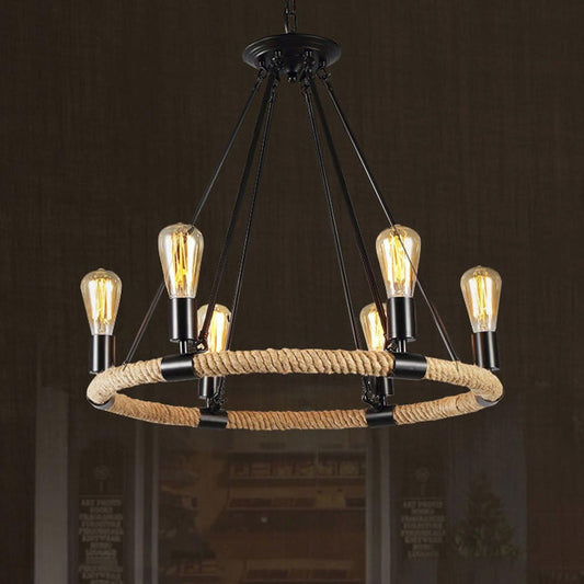 AUR - PEND - 8801 - D6 Ganges 6 Light Up Chandelier with Black Finish - Lighting - Aura Lighting - Azar Group