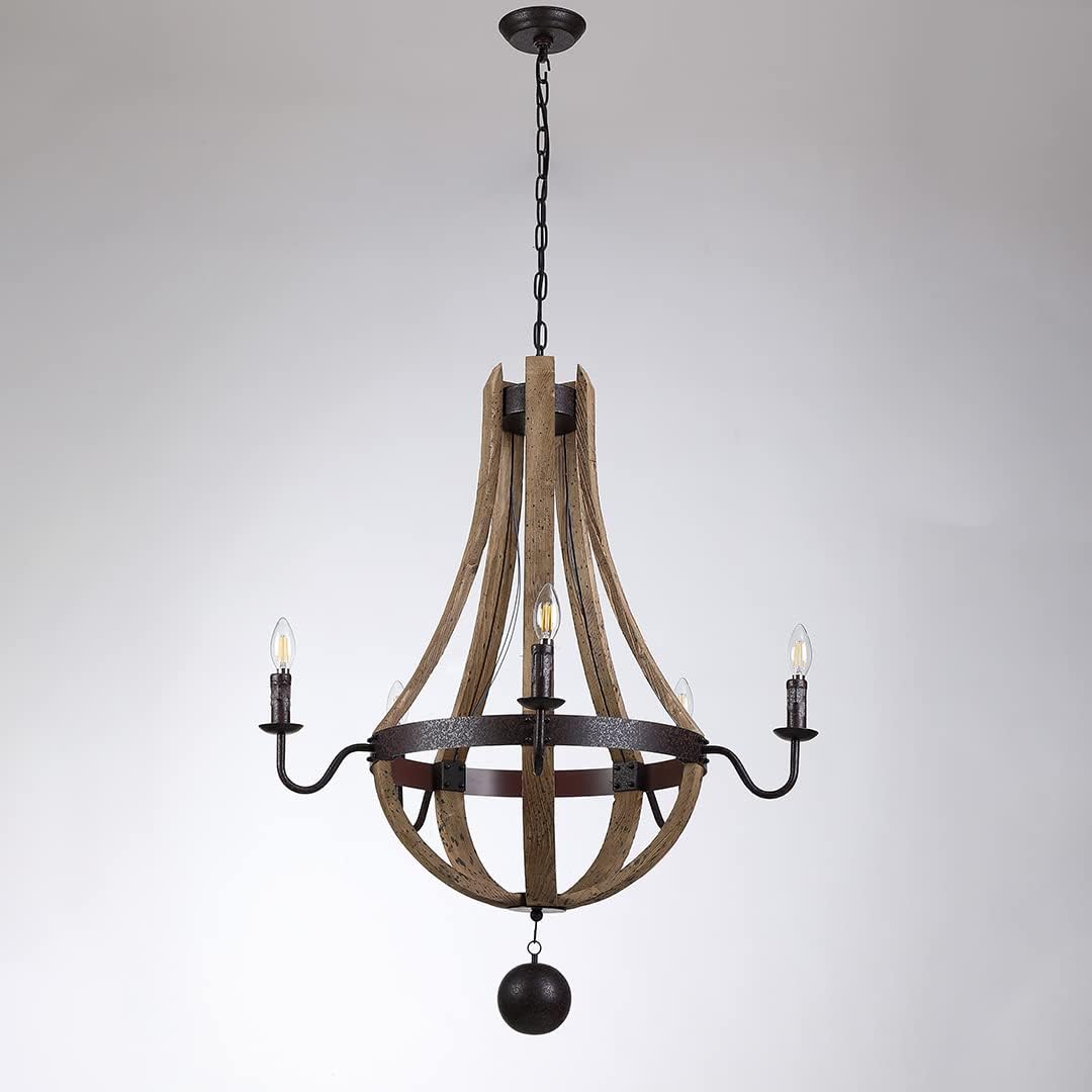 AUR - PEND - SY88020 - 5S Rustic Wine Barrel Chandelier - Lighting - Aura Lighting - Azar Group