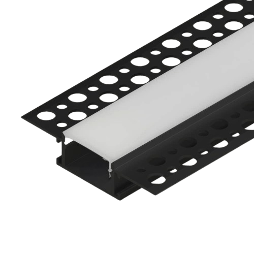 Aura Aluminum Black Profile 23×13mm Trimless with Milky Cover - Aura Lighting - Azar Group