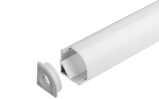 Aura Aluminum Silver Corner Profile 15.5×15.5mm Surface Mounted with Milky Cover - Aura Lighting - Azar Group