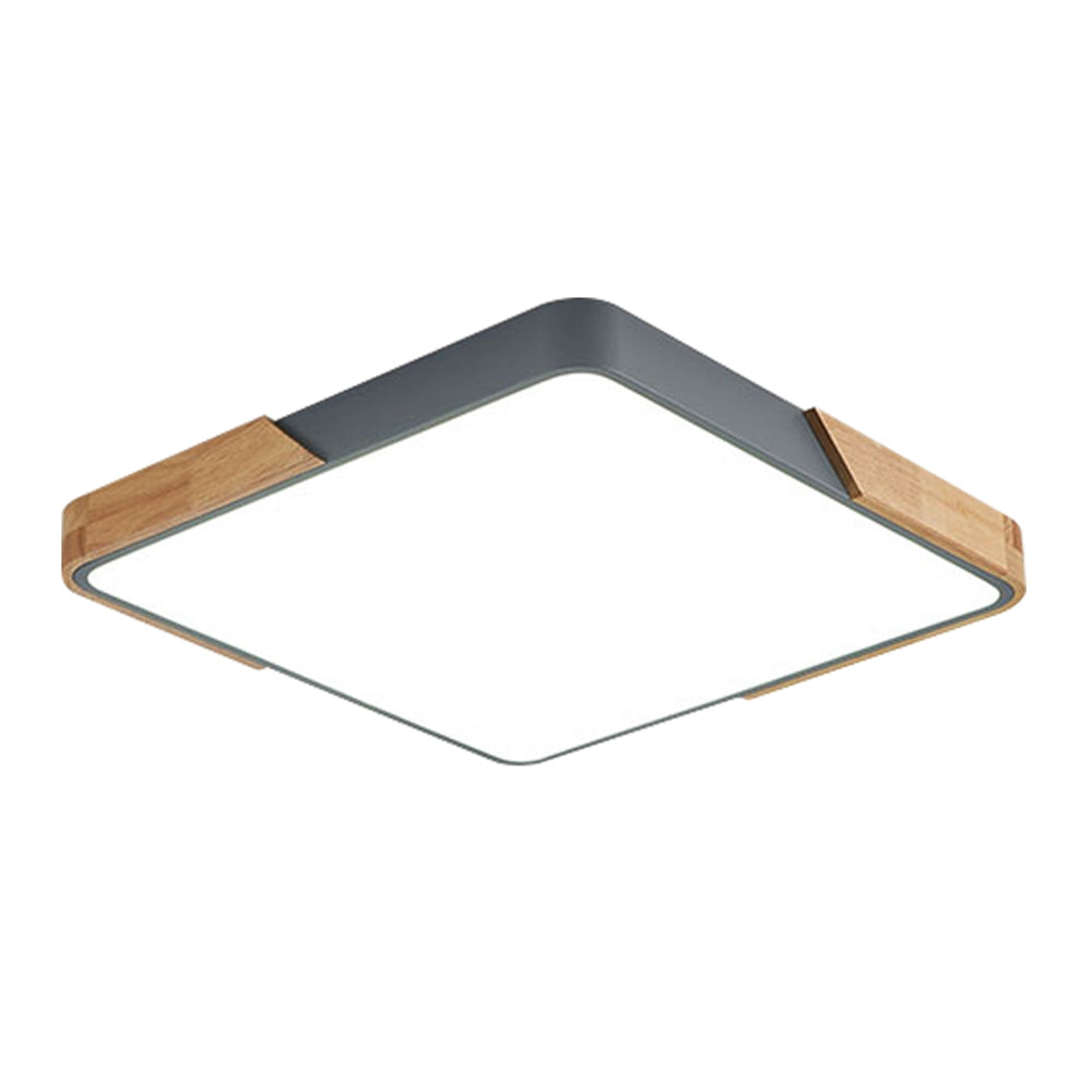 Grey + Wood Macaron LED 100W Square 50x50 Ceiling Light 4000K