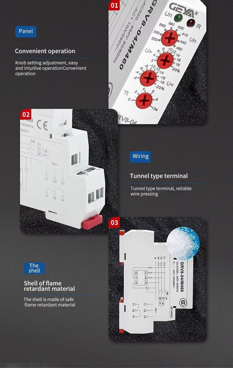 GEYA GRV8 - 04 3 Phase Voltage Relay M460 - GEYA - Azar Group