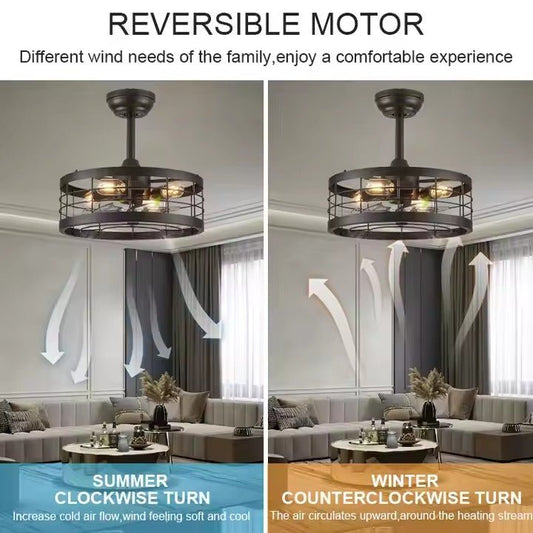 GS - W02 - 50 50CM Industrial Farmhouse Ceiling Fan with Light - Ceiling Fan with Light - Aura Lighting - Azar Group