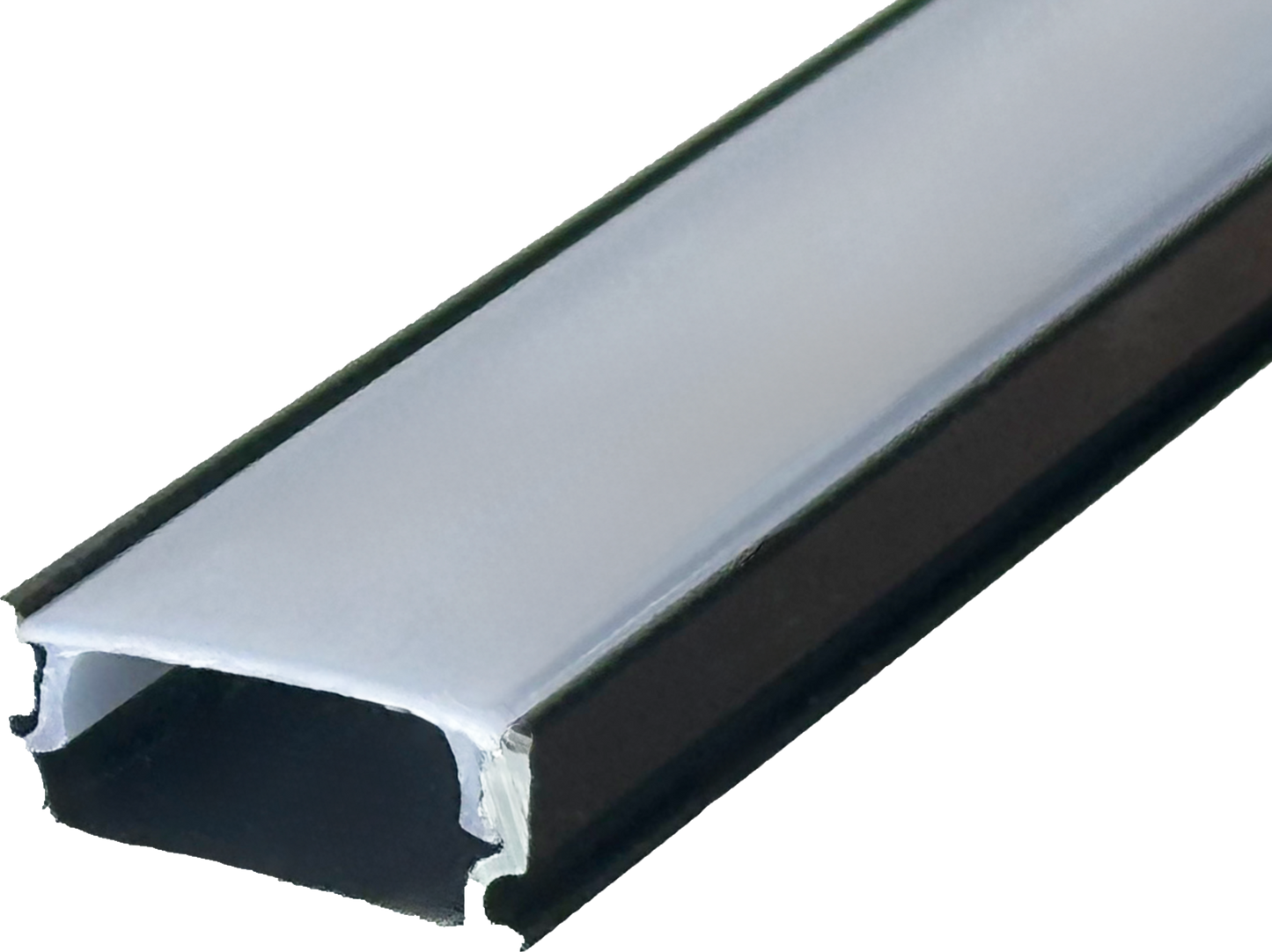 Aura Aluminum Black Profile 20×10mm Surface Mounted with Milky Cover
