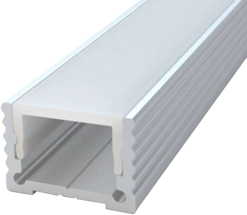 Aura Aluminum Silver Profile 20×20mm Surface Mounted with Milky Cover