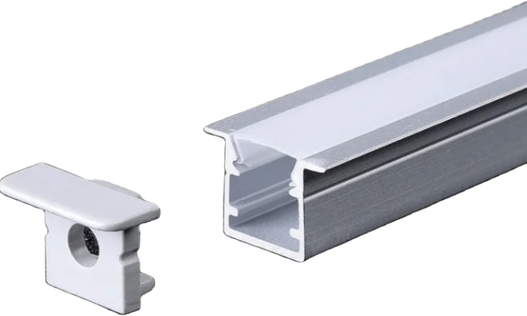 Aura Aluminum Silver Profile 10×10mm Recessed Mounted with Milky Cover