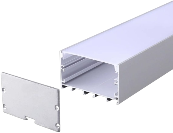 Aura Aluminum Silver Profile 50×20mm Surface Mounted with Milky Cover