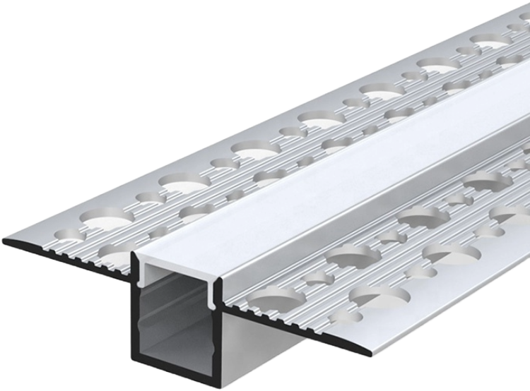 Aura Aluminum Silver Profile 13×13mm Trimless with Milky Cover